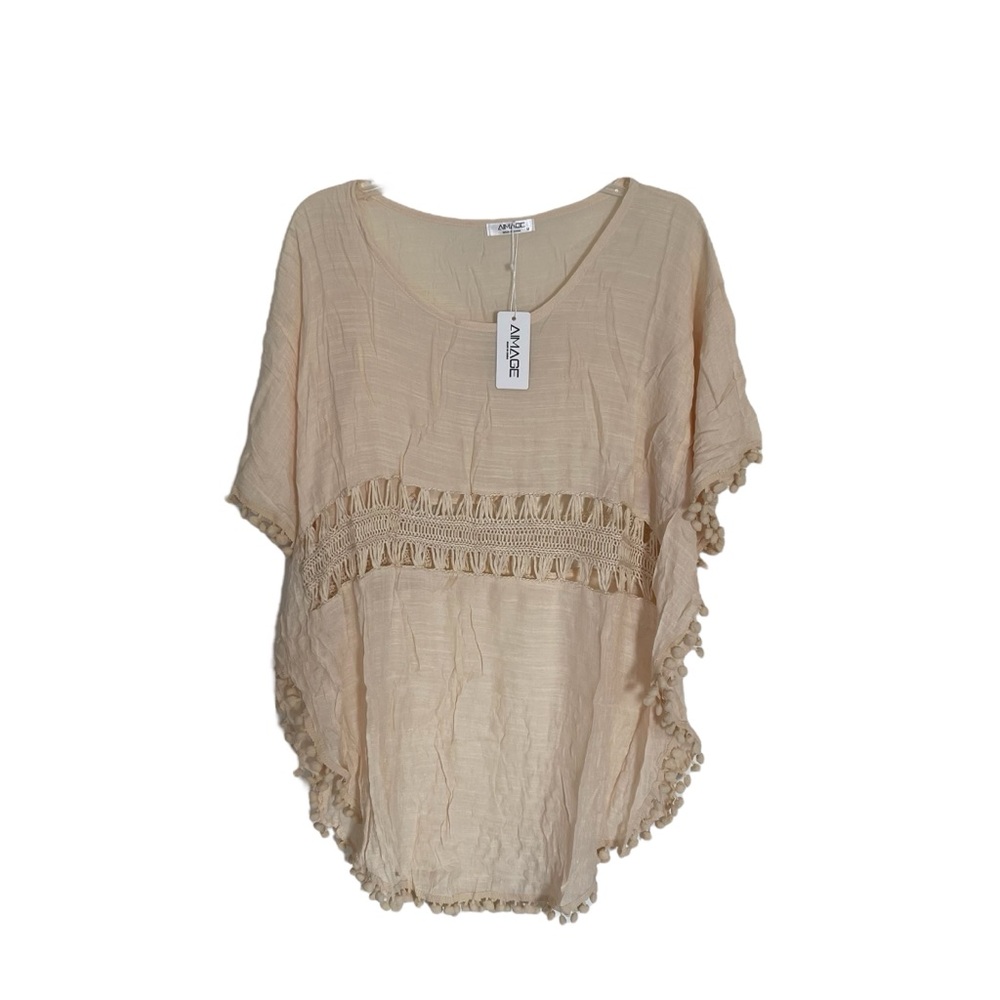 AI’MAGE Women’s M Bohemian Style Crew Neck Beach Swim Lightweight Cover Up NWT